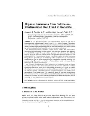 23. Organic Emissions from Petroleum-Contaminated Soil Fixed in Concrete