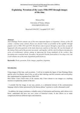 Explaining Peronism of the Years 1946-1955 Through Images of the Time