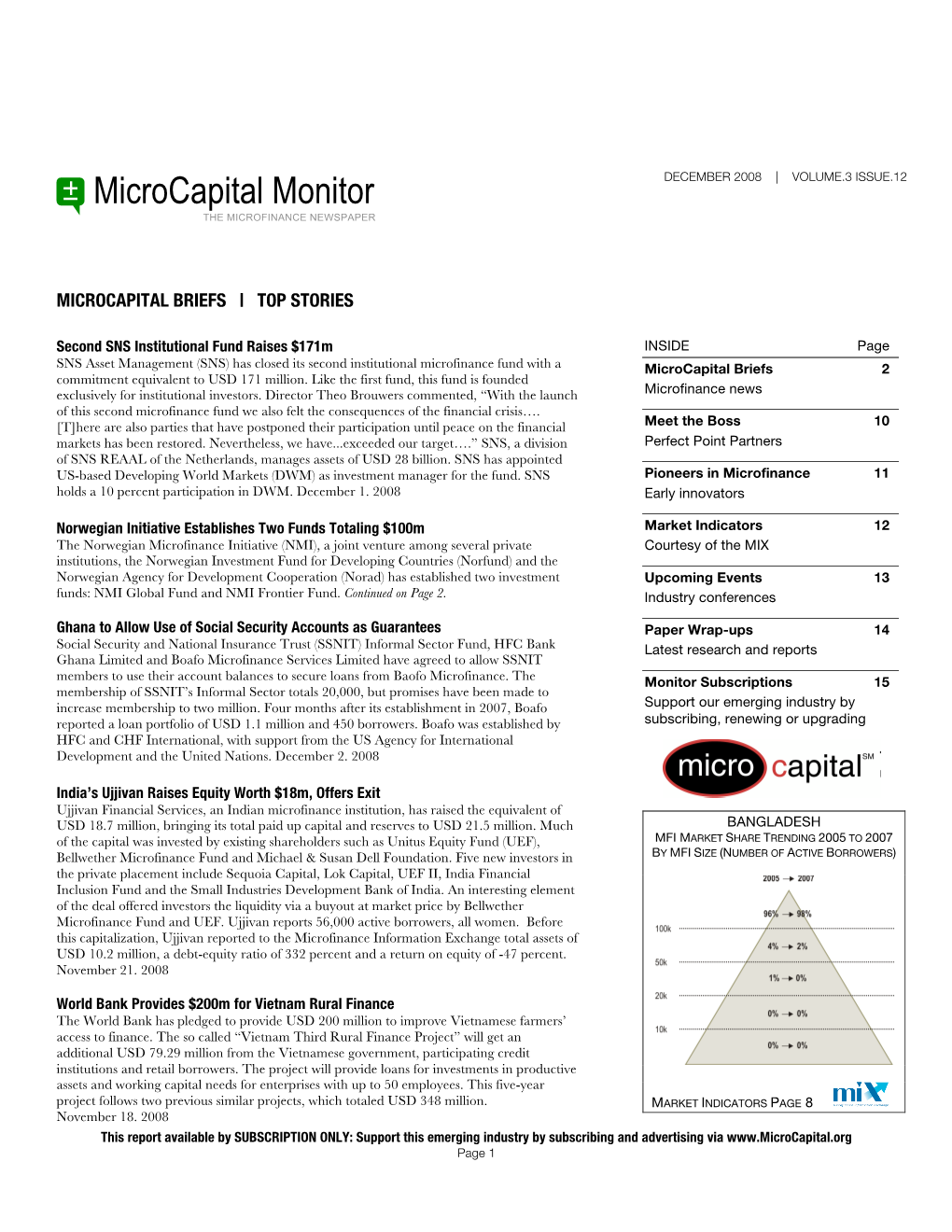 Microcapital Monitor the MICROFINANCE NEWSPAPER