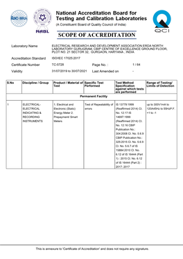 Laboratory Name Accreditation Standard Certificate Number Page