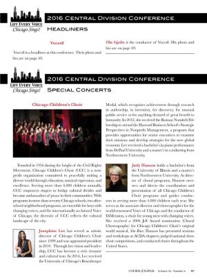 Headliners 2016 Central Division Conference Special Concerts 2016