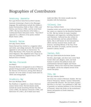 Biographies of Contributors