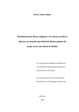 Flavio Akira Sakae Distribuição Das Fibras Colágenas E Do Sistema De