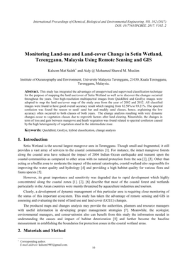 Monitoring Land-Use and Land-Cover Change in Setiu Wetland, Terengganu, Malaysia Using Remote Sensing and GIS