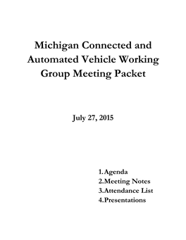 Michigan Connected and Automated Vehicle Working Group Meeting Packet