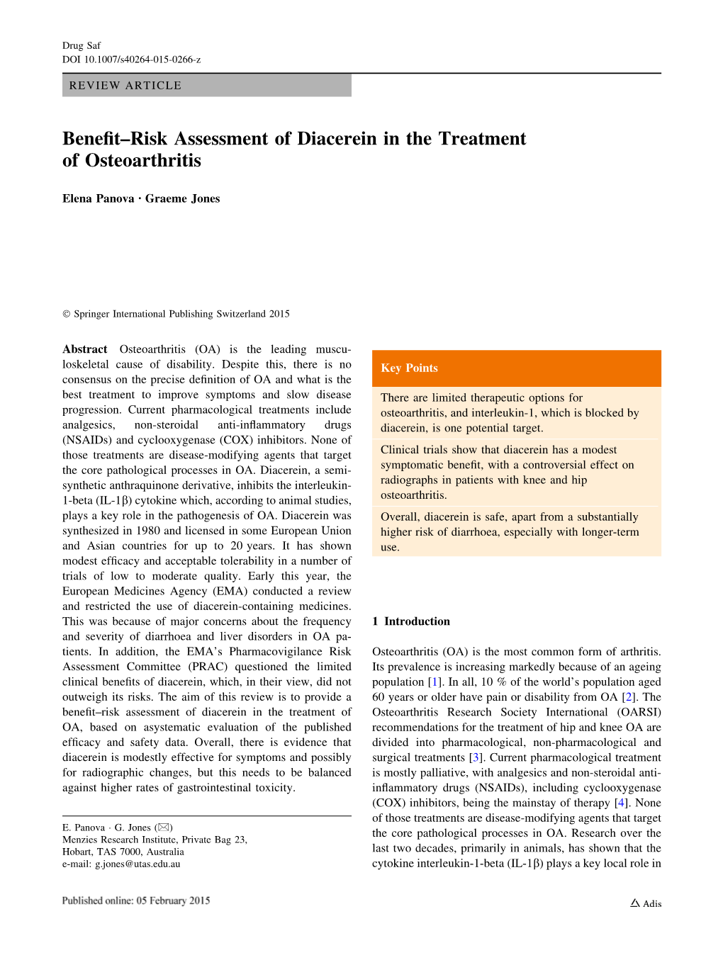Benefit–Risk Assessment of Diacerein in the Treatment of Osteoarthritis