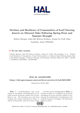 Declines and Resilience of Communities of Leaf Chewing Insects On