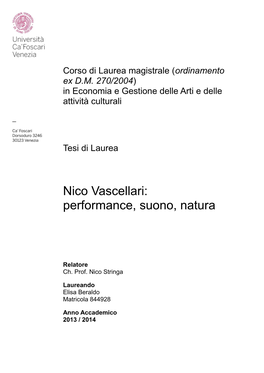 Nico Vascellari: Performance, Suono, Natura