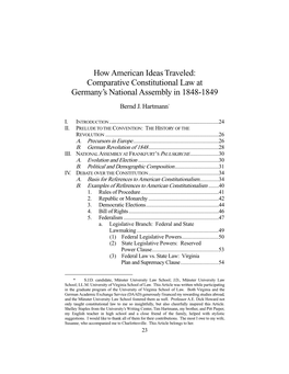 Comparative Constitutional Law at Germany’S National Assembly in 1848-1849