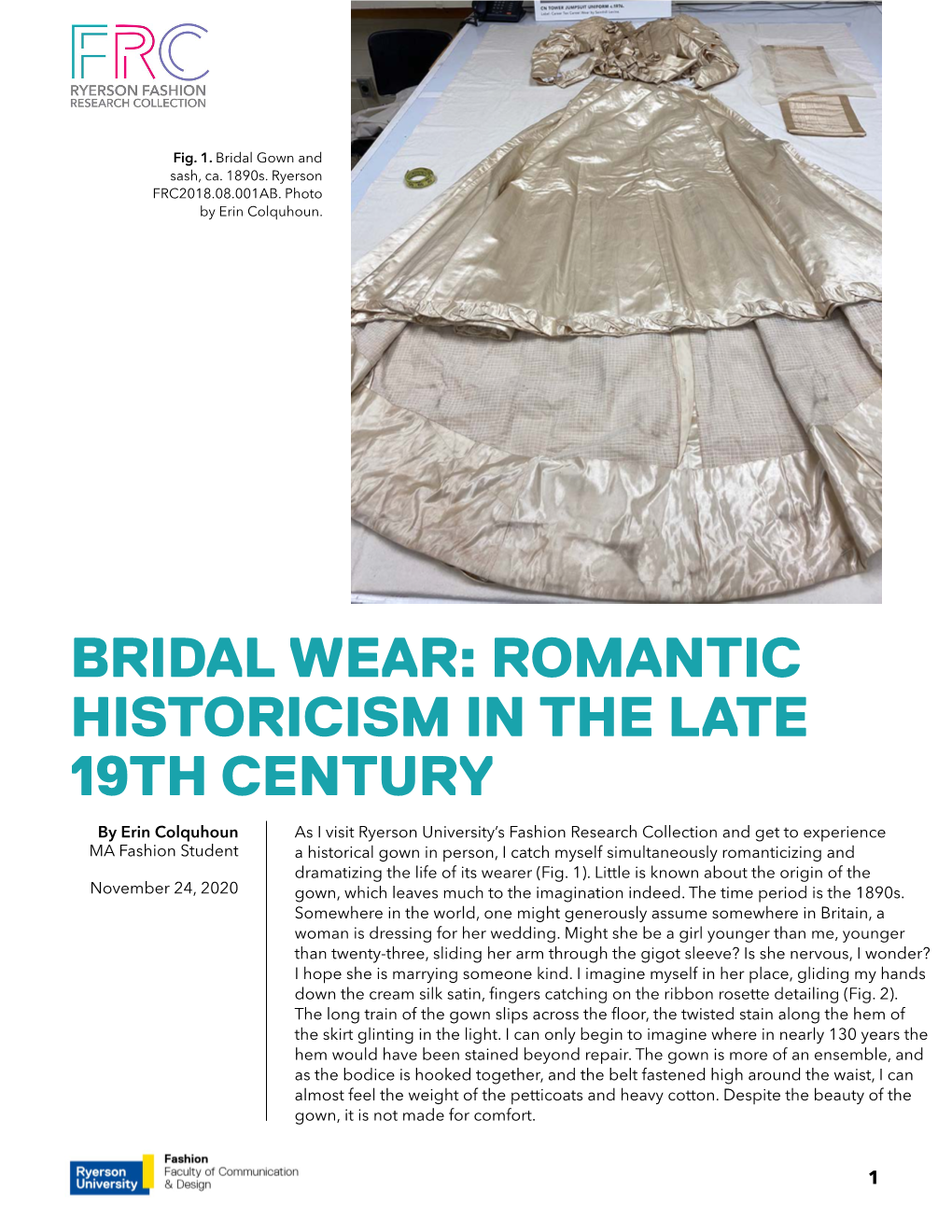 Bridal Wear: Romantic Historicism in the Late 19Th Century
