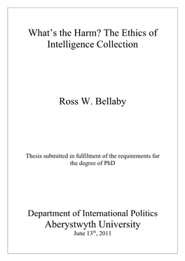 The Ethics of Intelligence Collection Ross W. Bellaby