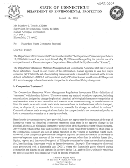 CT DEP Letter Re Hazardous Waste Compaction