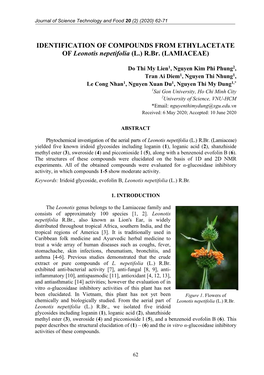 IDENTIFICATION of COMPOUNDS from ETHYLACETATE of Leonotis Nepetifolia (L.) R.Br
