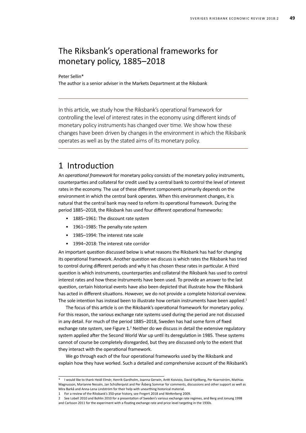 The Riksbank's Operational Frameworks for Monetary Policy