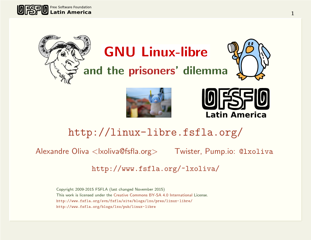 GNU Linux-Libre and the Prisoners’ Dilemma
