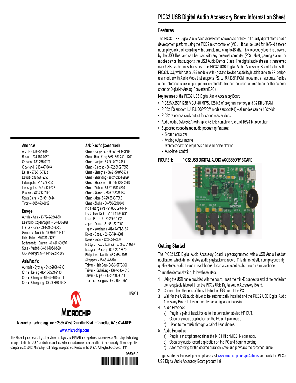 PIC32 USB Digital Audio Accessory Board Information Sheet