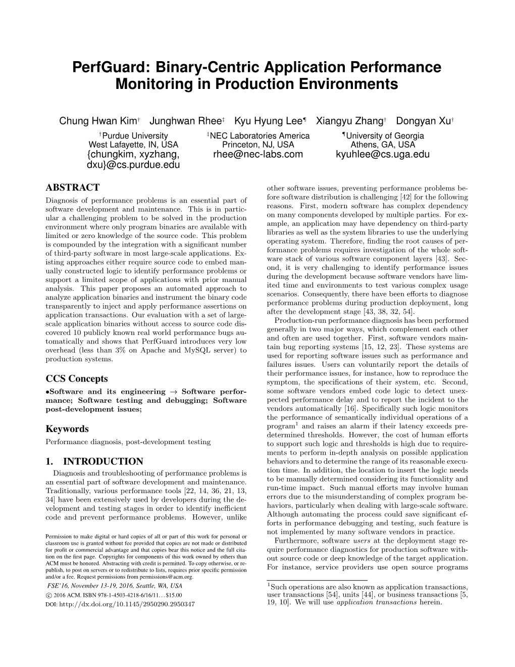 Perfguard: Binary-Centric Application Performance Monitoring in Production Environments