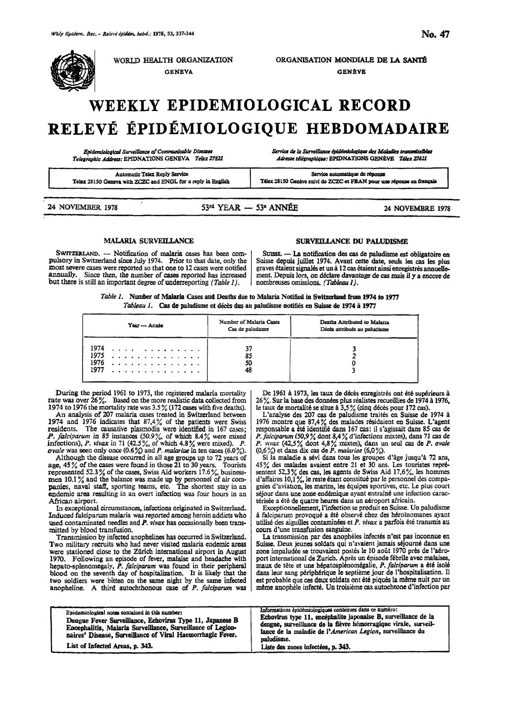 Weekly Epidemiological Record Relevé Épidémiologique Hebdomadaire