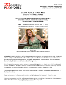 Sarah Ruhl's Stage Kiss