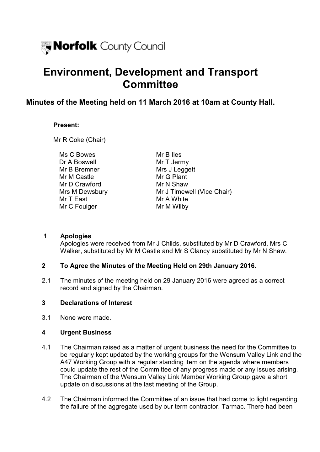 Environment, Development and Transport Committee