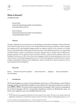 What Is Kiranti? a Critical Account