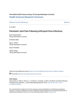 Persistent Joint Pain Following Arthropod Virus Infections