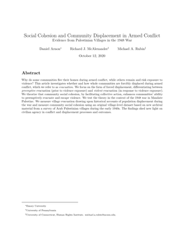 Social Cohesion and Community Displacement in Armed Conflict