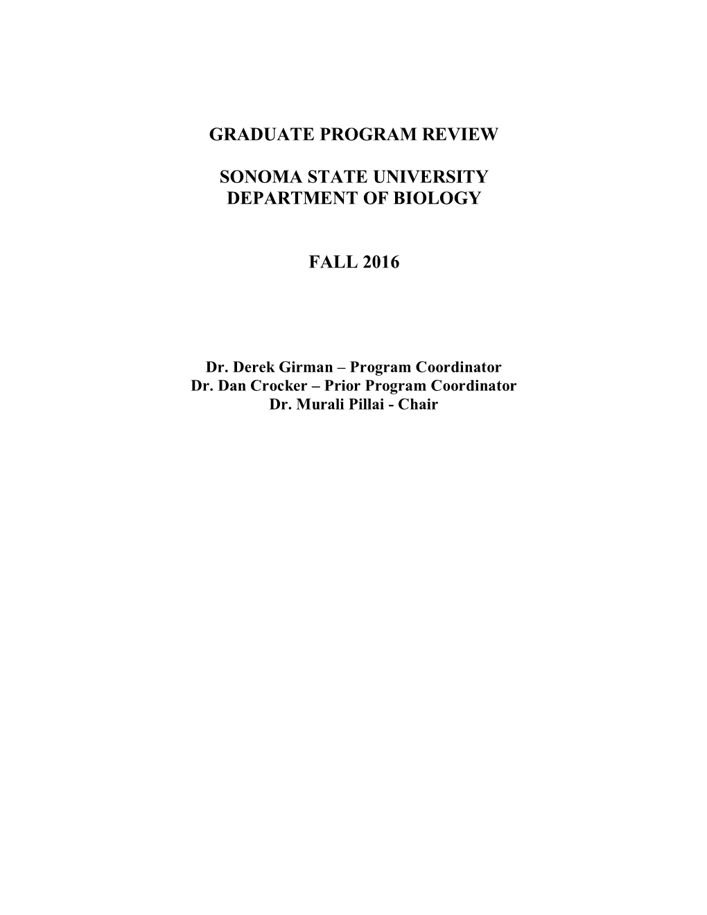 Graduate Program Review Sonoma State