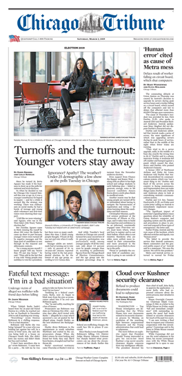 Younger Voters Stay Away Down, Said Durbin, Who Praised Anderson’S Honesty