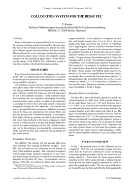 Collimation System for the Bessy Fel∗