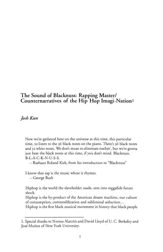 The Sound of Blacknuss: Rapping Master! Counternarratives of the Hip Hop Imagi-Nation1