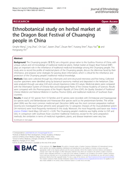 Ethnobotanical Study on Herbal Market at the Dragon Boat Festival Of