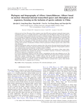 Phylogeny and Biogeography of Allium (Amaryllidaceae: Allieae