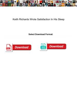Keith Richards Wrote Satisfaction in His Sleep
