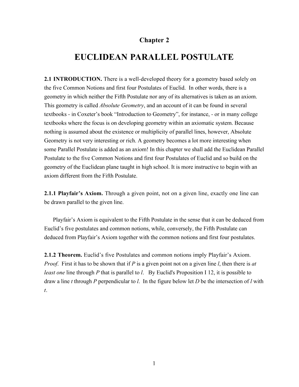 Euclidean Parallel Postulate