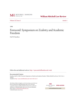 Foreword: Symposium on Zealotry and Academic Freedom Neil W