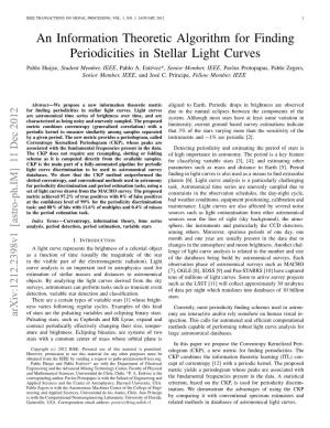 An Information Theoretic Algorithm for Finding Periodicities in Stellar Light Curves Pablo Huijse, Student Member, IEEE, Pablo A