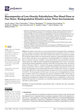 Biocomposites of Low-Density Polyethylene Plus Wood Flour Or Flax Straw: Biodegradation Kinetics Across Three Environments