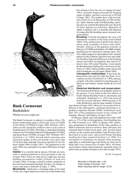 Bank Cormorant Demism to the Subcontinent, Continued Monitoring Is Re- Bankduiker Garded As Important (Brooke 1984B)