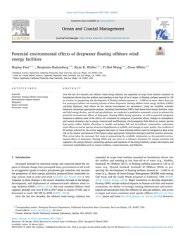 Potential Environmental Effects of Deepwater Floating Offshore Wind Energy Facilities