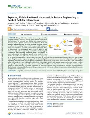 Exploring Maleimide-Based Nanoparticle Surface Engineering to Control Cellular Interactions # # Joanne C