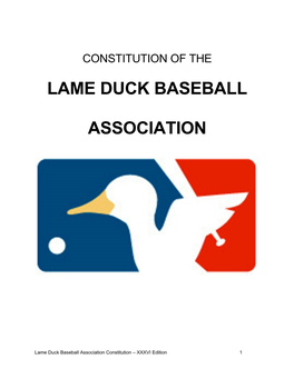 Constitution of the Lame Duck Baseball