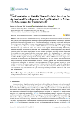 The Revolution of Mobile Phone-Enabled Services for Agricultural Development (M-Agri Services) in Africa: the Challenges for Sustainability