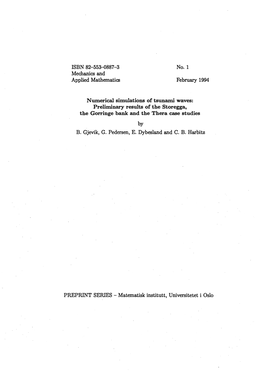 887-3 Mechanics and Applied Mathematics No.1 February 1994 Numerical Simulations of Tsunami Waves: Preliminary