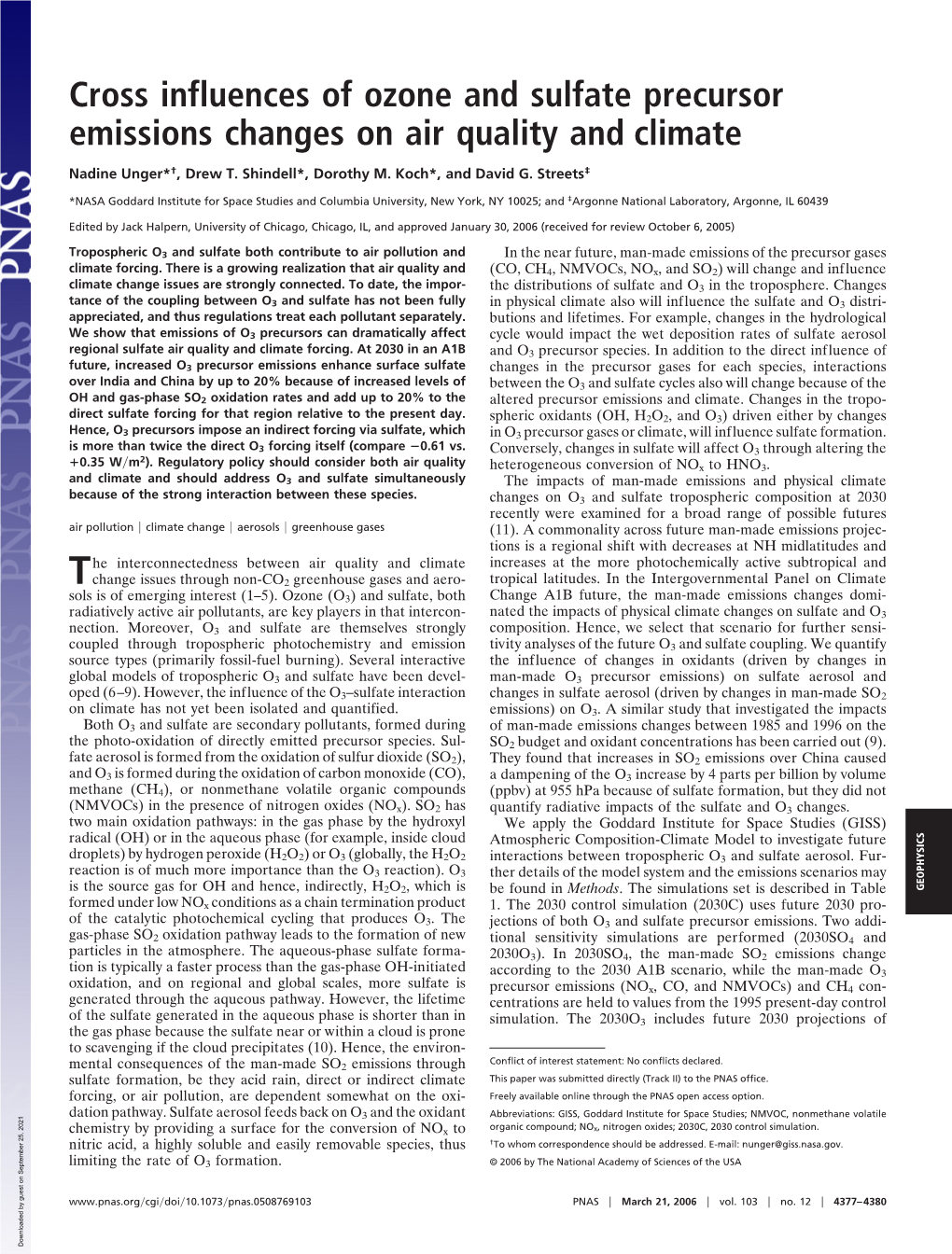 Cross Influences of Ozone and Sulfate Precursor Emissions Changes on Air Quality and Climate