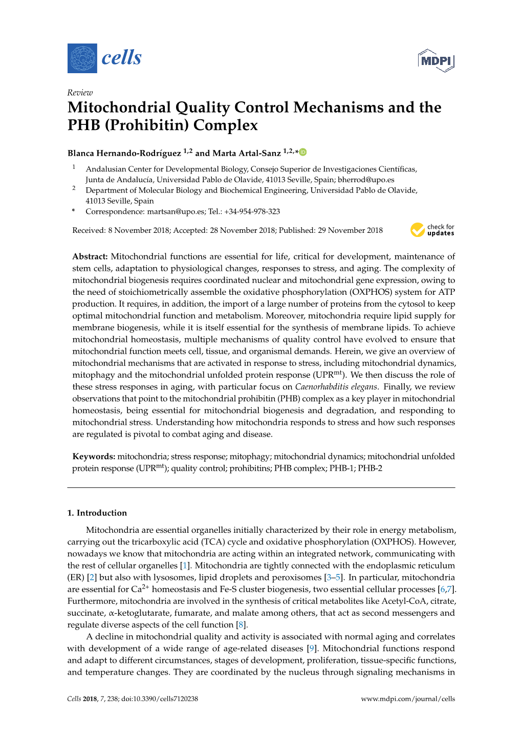 Mitochondrial Quality Control Mechanisms and the PHB (Prohibitin) Complex