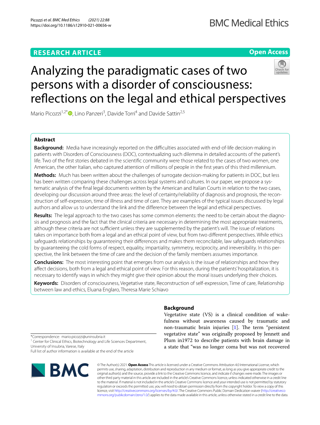 Analyzing the Paradigmatic Cases of Two Persons