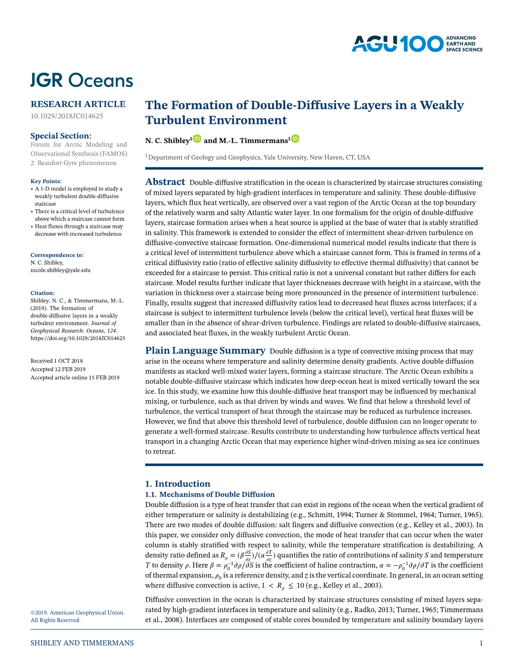 The Formation of Double-Diffusive Layers in a Weakly Turbulent