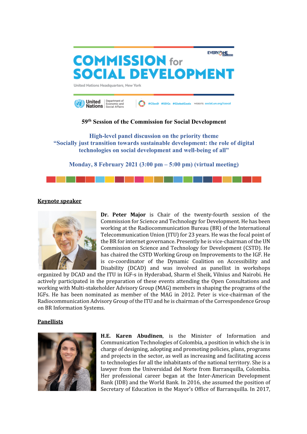 59Th Session of the Commission for Social Development High-Level