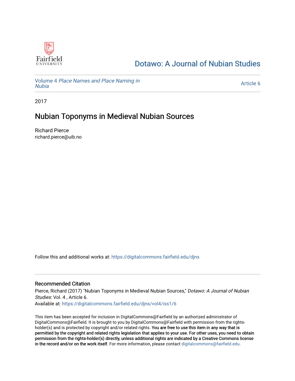 Nubian Toponyms in Medieval Nubian Sources